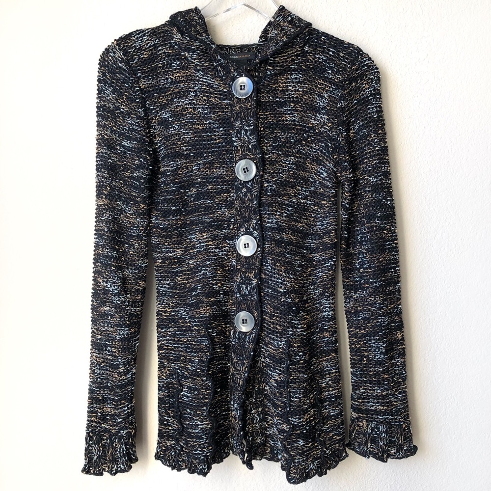 BCBGMAXAZRIA Hooded Multi Colored Sweater S